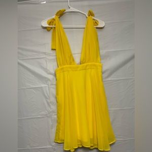 Yellow Forever 21 Shoulder Ties Mini Dress